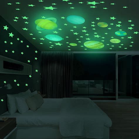 Luminous Planets PVC Wall Stickers Glow In Dark Planets Bedroom Wall ...