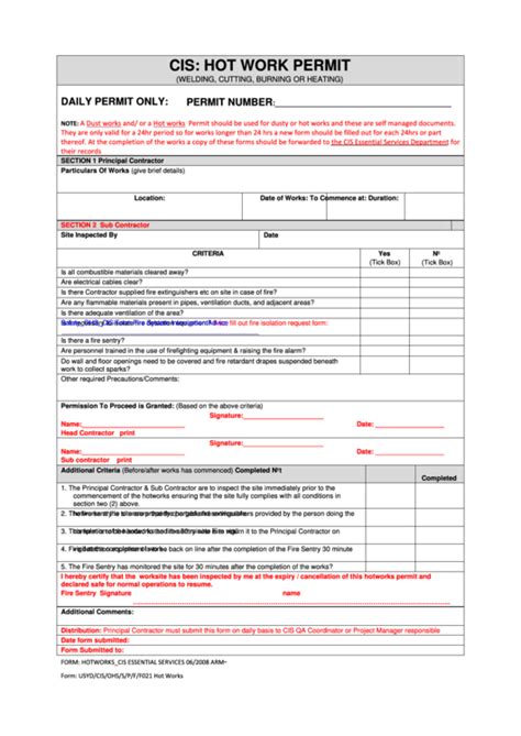 Top 5 Hot Work Permit Form Templates free to download in PDF format