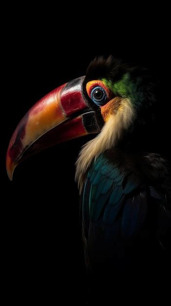 Premium AI Image | A close up of a toucan's beak against a black background