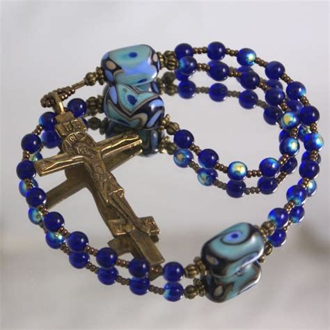 Jesus Prayer Beads Handmade Lampwork Glass Brass by prayerbedes