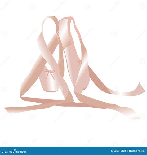 Vector Image of Ballet Pointe Shoes with Ribbons in Pink Tones Stock ...