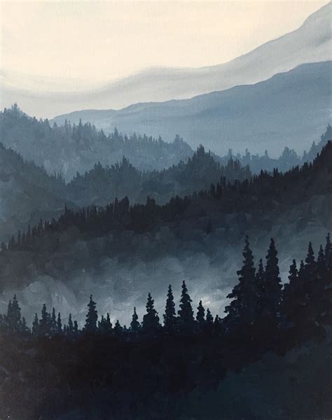 Foggy Mountains - Downtown GR - Brush Studio | Landscape paintings ...