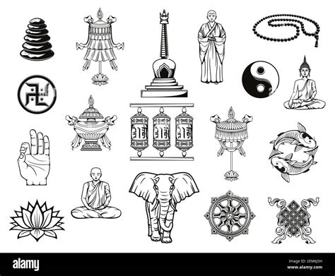 Auspicious symbols of tibetan buddhism Stock Vector Images - Alamy