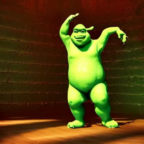 Drunken Shrek dancing macarena in a disco, 3d render, | Stable Diffusion