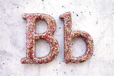 Glitter Letter B Resin Letter Filled with Glitter Glitter