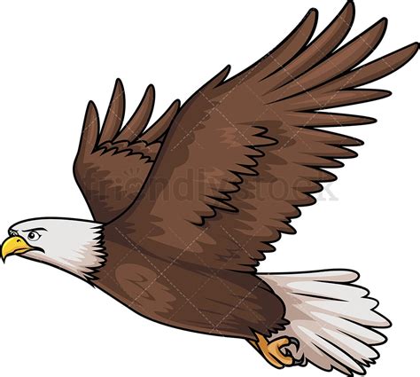 Flying Bald Eagle Cartoon Clipart Vector - FriendlyStock