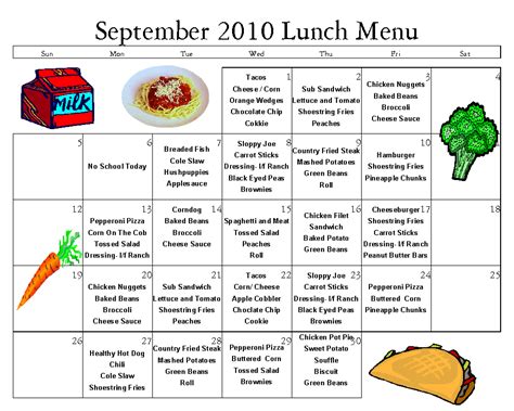 Lunch Menu Printable