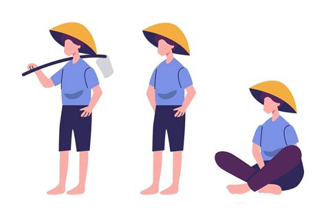 rice farmer characters in flat style illustration vector design ...