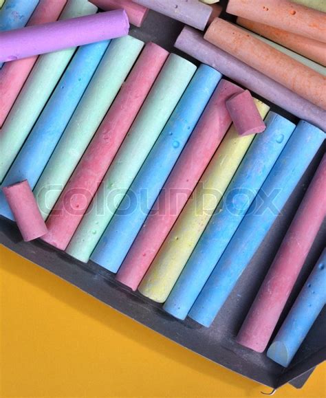 Close up of multicolored chalk sticks ... | Stock image | Colourbox