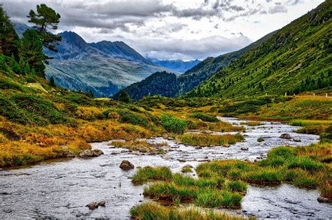 Mountain Valley Landscape with Stream running through image - Free ...