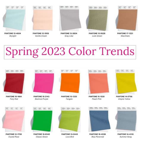 the color chart for spring 2013, with different colors in each section ...