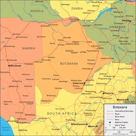 Botswana Map and Satellite Image