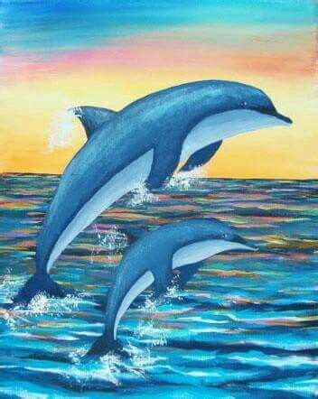 Dolphins | Dolphin art, Dolphin painting, Simple acrylic paintings