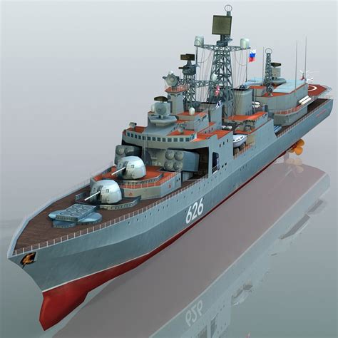 3d model udaloy class destroyer russian