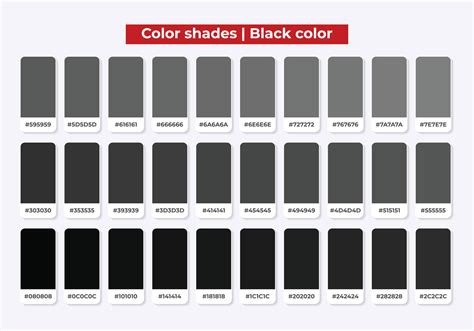 Black white and grey color shades with RGB HEX for textile, fashion ...