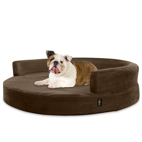 Deluxe Orthopedic Memory Foam ROUND Sofa Lounge Dog Bed - Large - Brown ...