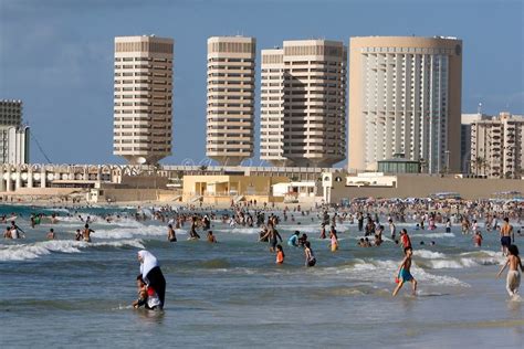 Tripoli, Libya - Mediterranean Beach Scene, Summer, Corinthia Hotel ...