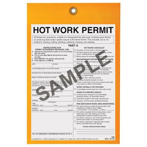 Hot Work Permit Tag