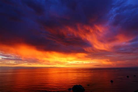 Download Orange (Color) Horizon Cloud Sky Sea Ocean Nature Sunset 4k ...