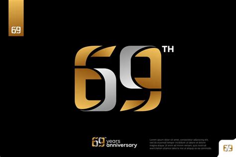 Premium Vector | Gold silver number 69 logo icon design on black ...