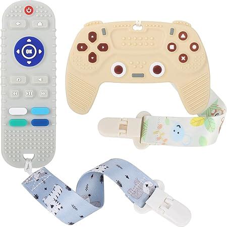 Amazon.com : THOOKE Remote Teether for Baby, 2Pcs Silicone Teething ...