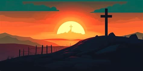 Premium Photo | Calvary cross at sunset a symbol of christianity ...