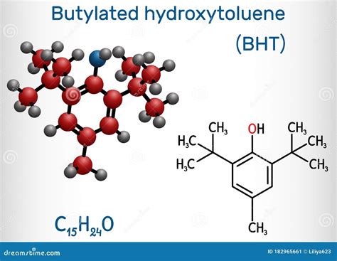 Butylated Hydroxytoluene, BHT, Dibutylhydroxytoluene Molecule. it is ...