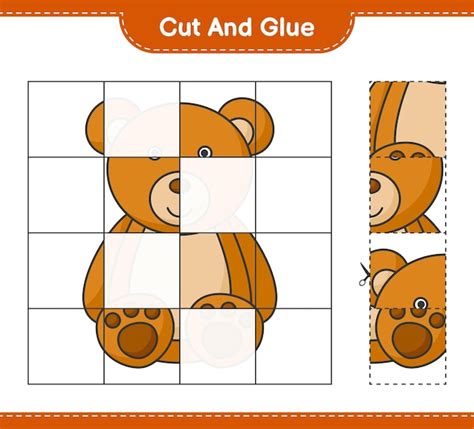 Premium Vector | Cut and glue cut parts of teddy bear and glue them ...