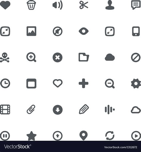 36 simple icons with media file features Vector Image