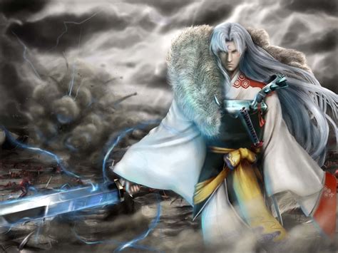 all male gray hair inuyasha japanese clothes kimono long hair male ...