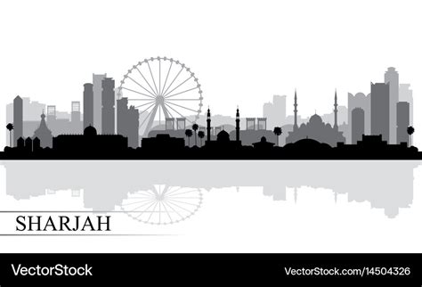 Sharjah city skyline silhouette background Vector Image