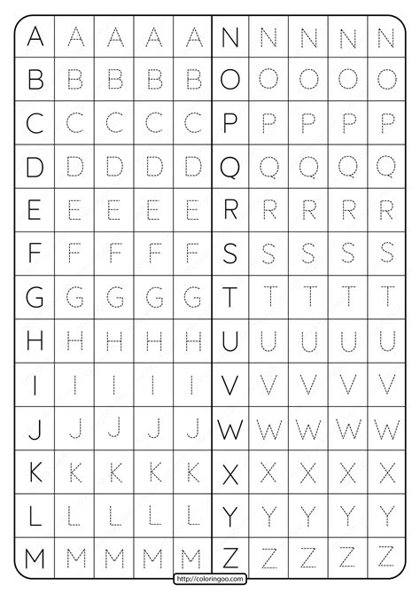 Dotted Line Alphabet Worksheets