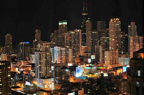 Chicago Skyline at Night in Illinois image - Free stock photo - Public ...