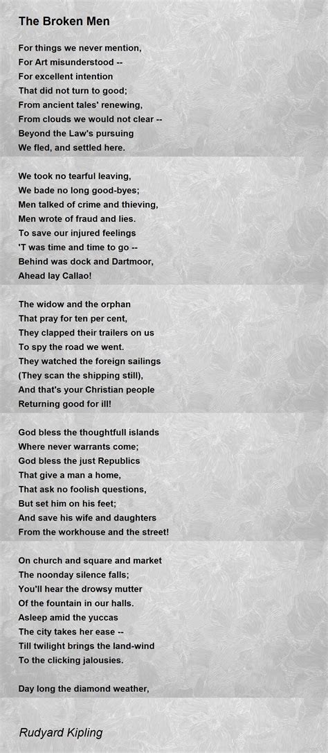 The Broken Men Poem by Rudyard Kipling - Poem Hunter