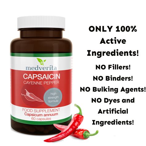 CAPSAICIN 100% pure extract of CAYENNE PEPPER- 60 capsules | Healthy ...