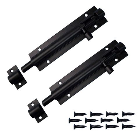 2PCS 6 Inch Black Door Bolt Stainless Steel Lockable Tower Bolt Door ...