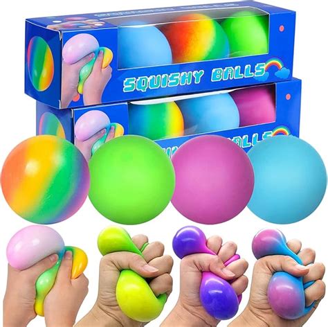 Color Changing Stress Balls for Kids - 4 Pack Squishy Stress Balls ...