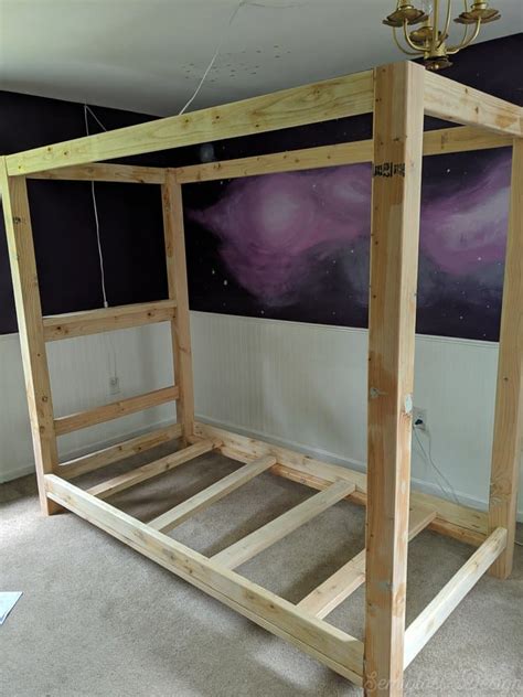 How to Build a DIY Canopy Bed Frame - Semigloss Design