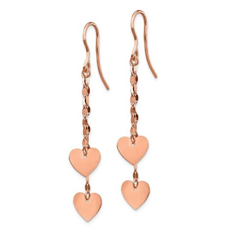 Buy 14k Rose Gold Heart Dangle Earrings | APMEX