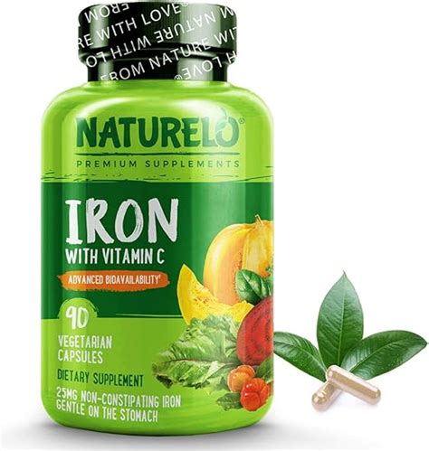 NATURELO Vegan Iron Supplement with Whole Food Vitamin C - Best Natural ...