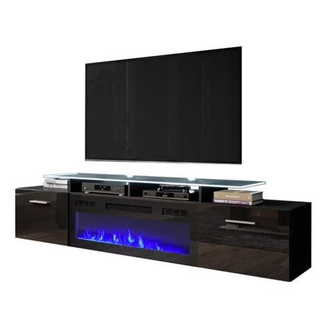 Rova EF Electric Fireplace Modern 75" TV Stand - Black - Walmart.com ...