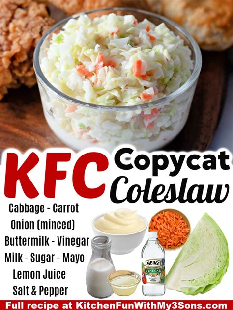 an advertisement for kfc copycat coleslaw with chicken, cabbage ...