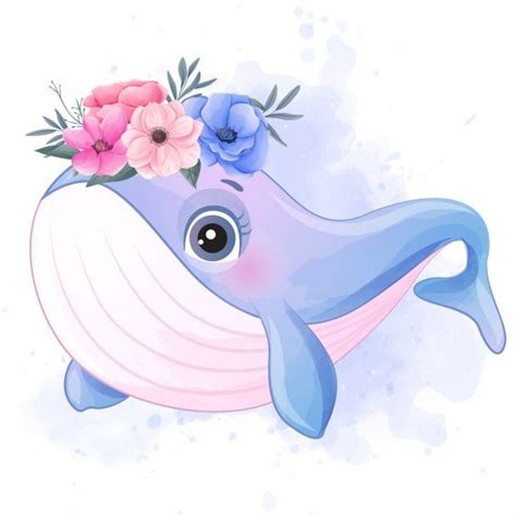 Cute Little Whale With Watercolor Effect in 2020 | Cute art, Cute ...