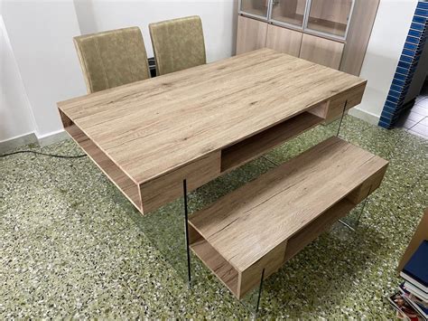 Nordic dining table and bench set, Furniture & Home Living, Furniture ...