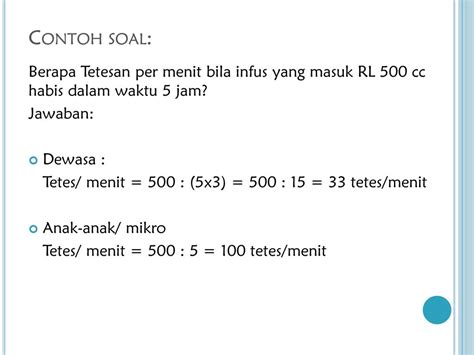 Contoh Soal Menghitung Tetesan Infus - Satu Trik