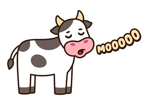 Cute Cartoon Cow Saying Moo Stock Illustration - Download Image Now ...