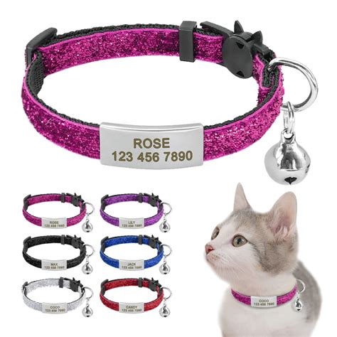 Personalized-Quick-Release-Cat-Collar-Bling-Puppy-Kitten-ID-Tag-Collars ...