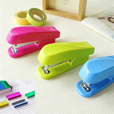 1PCS Solid Color Manual Stapler 24/6 Stainless Steel Colored Staples ...