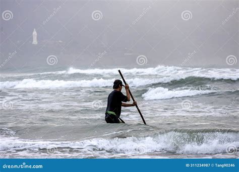 Fisherman are Working in Sunrise at My Khe Beach, Danang, Vietnam ...