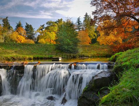 Waterfalls Autumn Scenery Park Stock Photo - Image of vivid, natural ...